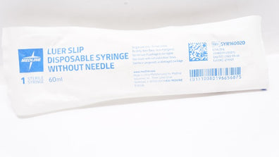 Medline SYR160020 Luer Slip DIsposable Syringe Without Ndle 60mL